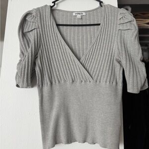 Express Light Gray Ribbed Top